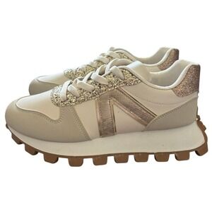 NEW Women's Chunky Lug Sole‎ Platform Sneaker Size 9 Neutral Glitter Glam